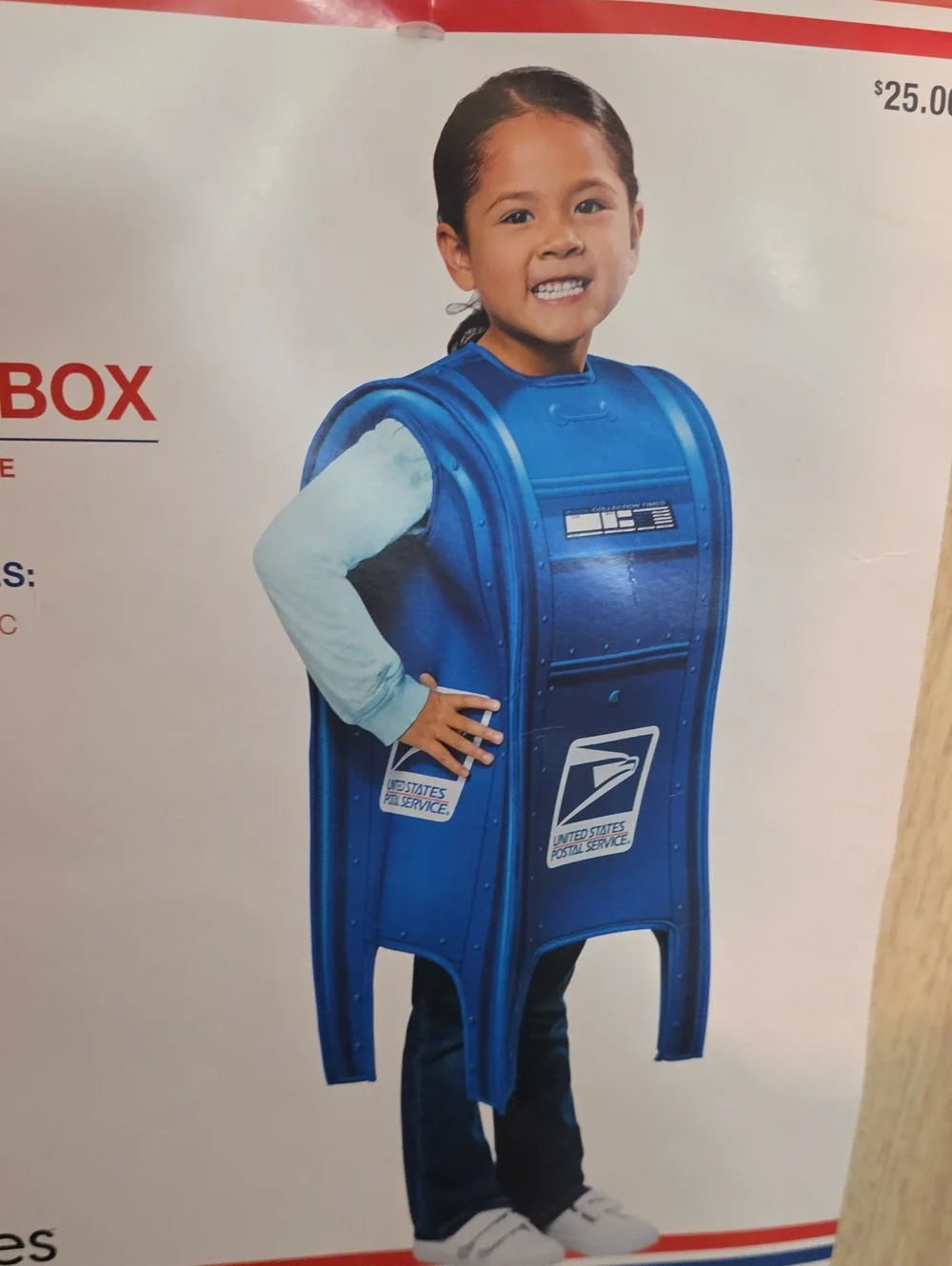 KIDS ONE SIZE USPS MAIL BOX COSTUME